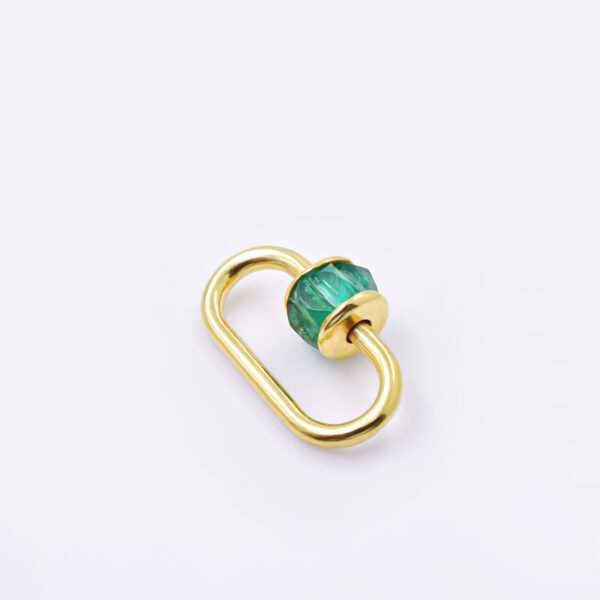 14k yellow gold emerald baguette carabiner lock jewelry - Image 3