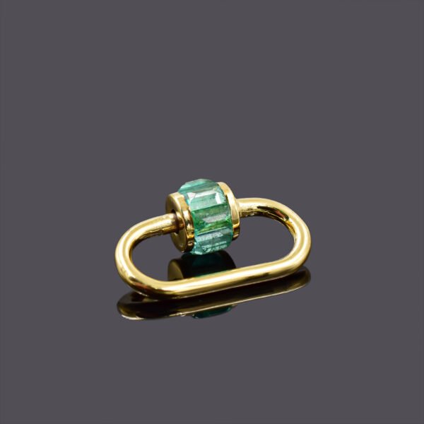 14k yellow gold emerald baguette carabiner lock jewelry