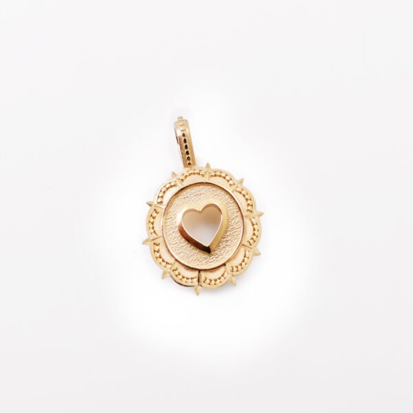 14K Yellow Gold Fluted Spike Heart Charm Jewelry - Image 3