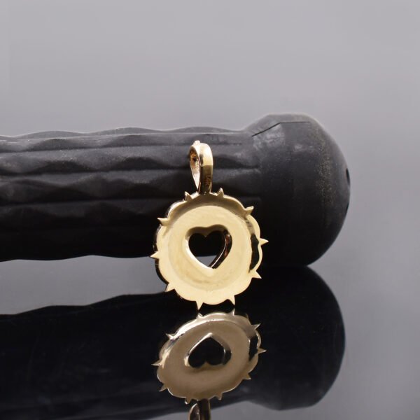 14K Yellow Gold Fluted Spike Heart Charm Jewelry - Image 2
