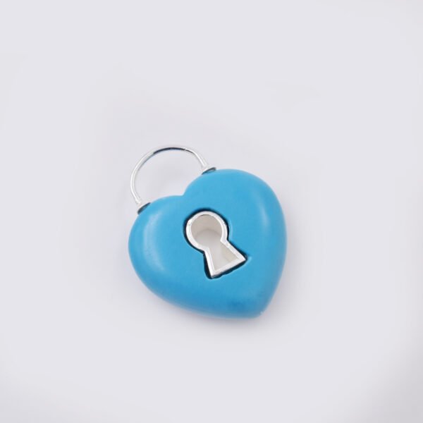 Turquoise Heart Handmade Carving Gemstone Padlock Jewelry - Image 3