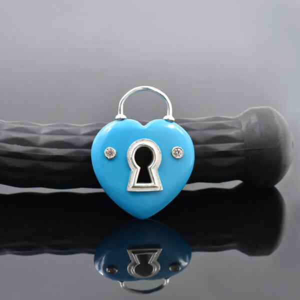 Turquoise Heart Handmade Carving Gemstone Padlock Jewelry