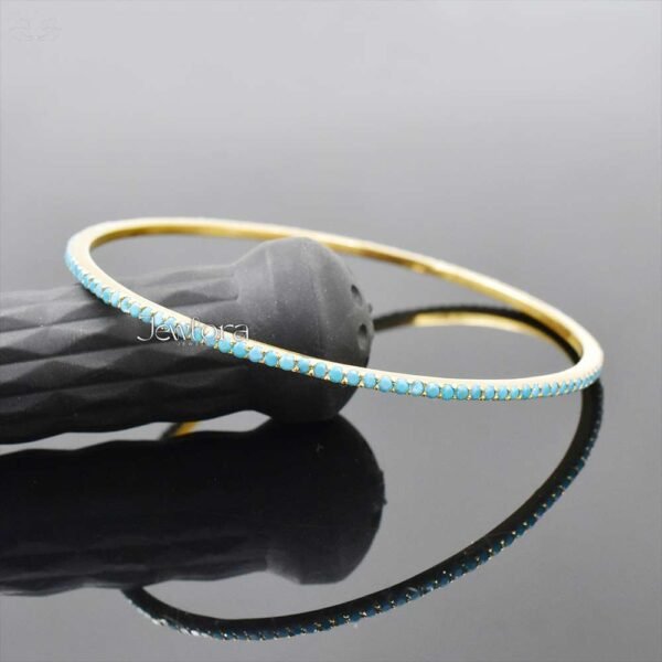 14K Yellow Gold Plated Turquoise Bangle Jewelry