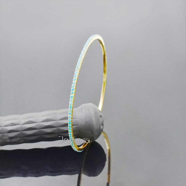 14K Yellow Gold Plated Turquoise Bangle Jewelry - Image 2