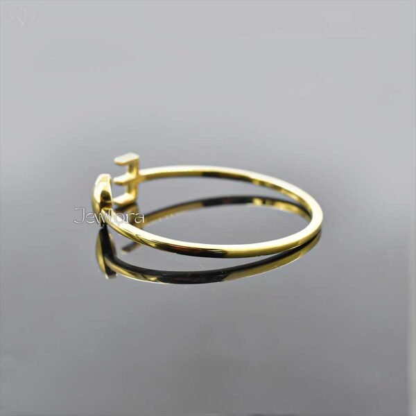 14K Yellow Gold Plated Diamond Letter With Heart Cuff Bangle Jewelry - Image 3
