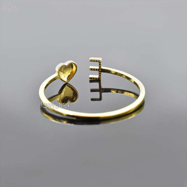 14K Yellow Gold Plated Diamond Letter With Heart Cuff Bangle Jewelry - Image 2