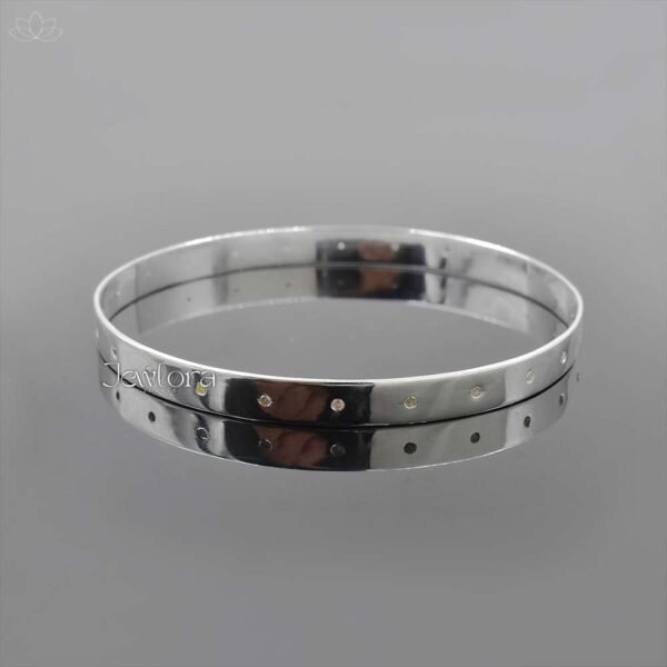 925 Sterling Silver Single Cut Diamond Bangle Jewelry - Image 2