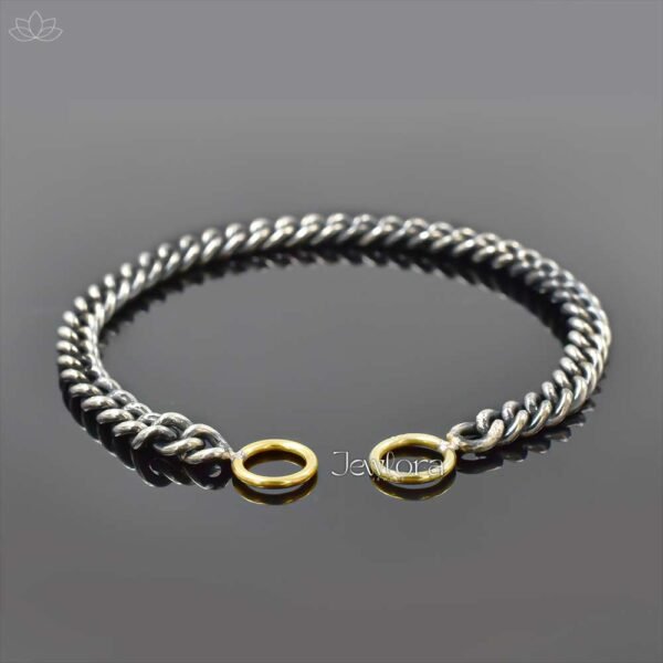 14K Yellow Gold & Gray Plated 5mm Curb Chain Bracelet Jewelry