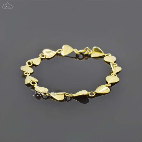 14K Yellow Gold Plated Heart Connector Bracelet Jewelry
