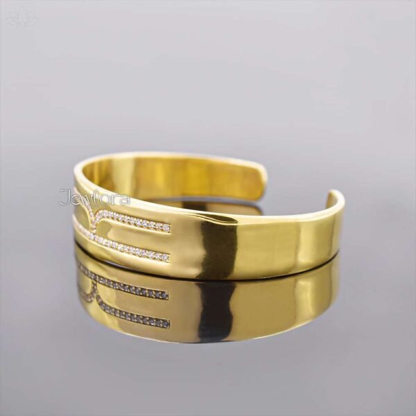 14K Yellow Gold Plated White Cubic Zirconia R Letter Bangle Jewelry - Image 3
