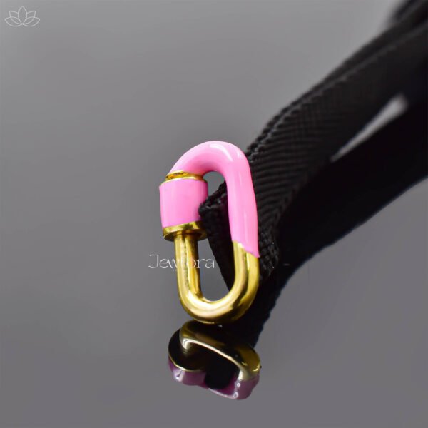 Pink Enamel Oval Carabiner Lock Jewelry