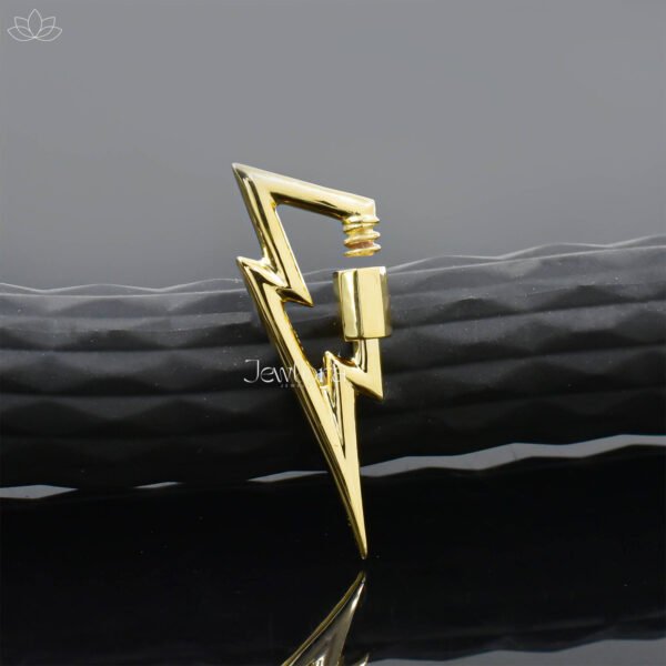 14K Yellow Gold Lightning Bolt Carabiner Lock Jewelry - Image 2