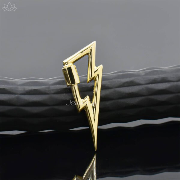 14K Yellow Gold Lightning Bolt Carabiner Lock Jewelry