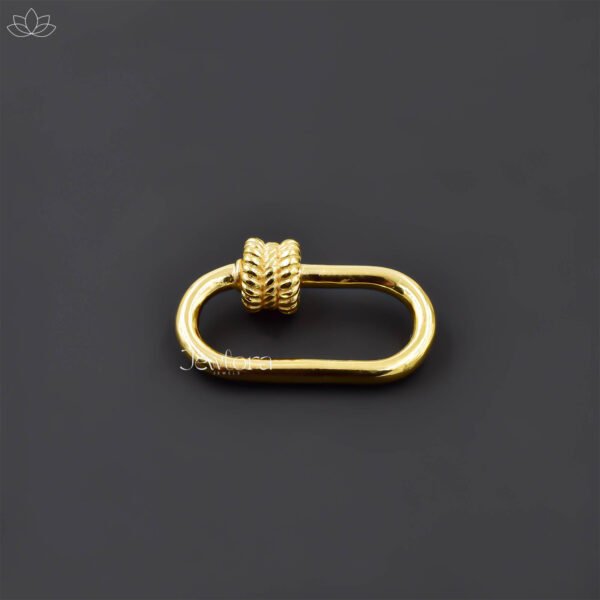 14k Yellow Gold Twisted Screw Carabiner Lock - Image 2