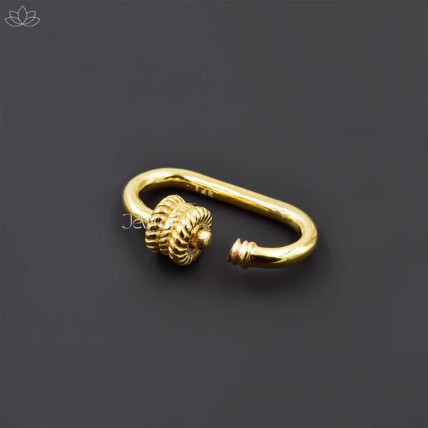 14k Yellow Gold Twisted Screw Carabiner Lock - Image 3