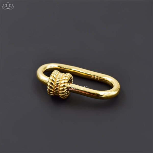 14k Yellow Gold Twisted Screw Carabiner Lock