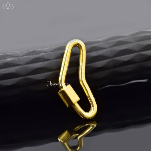 14K Yellow Gold Plain Boomerang Carabiner Lock Jewelry - Image 6