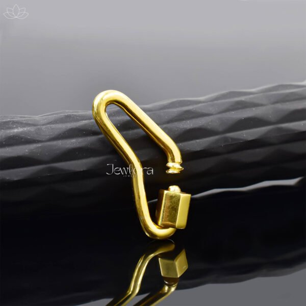 14K Yellow Gold Plain Boomerang Carabiner Lock Jewelry - Image 7