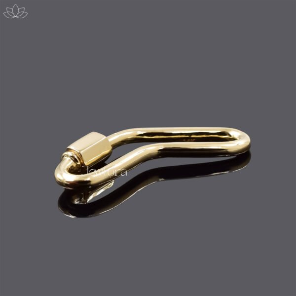 14K Yellow Gold Plain Boomerang Carabiner Lock Jewelry