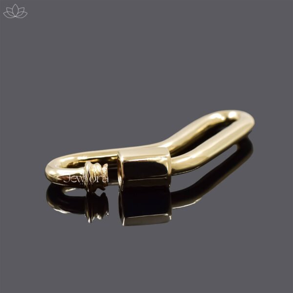14K Yellow Gold Plain Boomerang Carabiner Lock Jewelry - Image 2