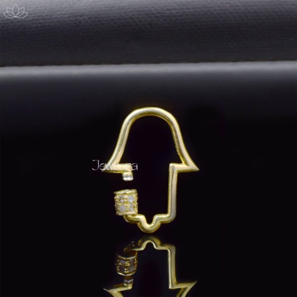 92.5 Silver Gold Plated Diamond Screw Hamsa Carabiner Lock Jewelry - Image 2