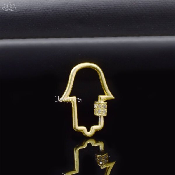 92.5 Silver Gold Plated Diamond Screw Hamsa Carabiner Lock Jewelry