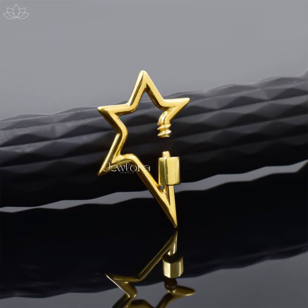 Yellow Gold Plated Plain Star Carabiner Lock Jewelry - Image 2