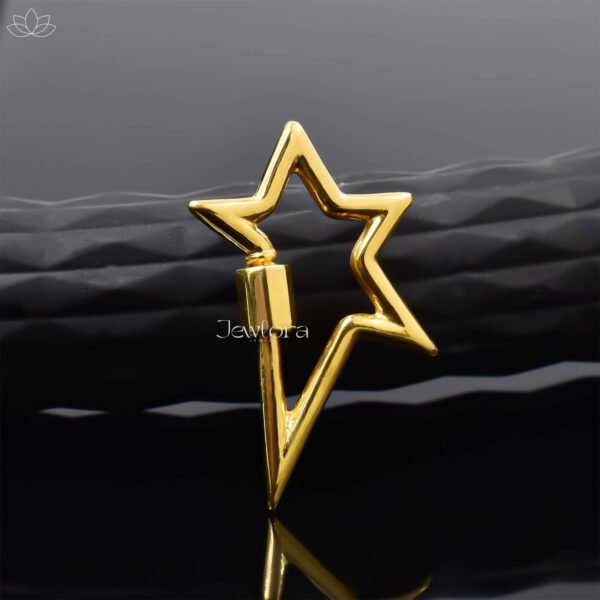 Yellow Gold Plated Plain Star Carabiner Lock Jewelry