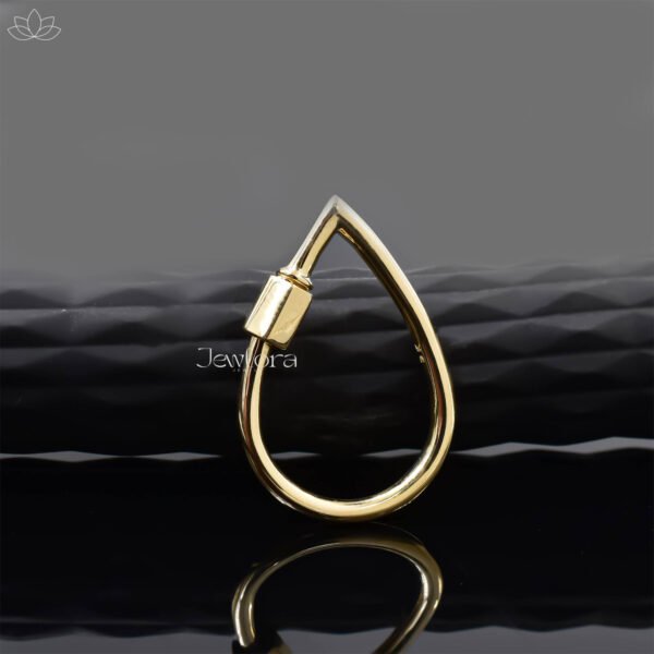 14K Yellow Gold Plain Drop Carabiner Lock Jewelry