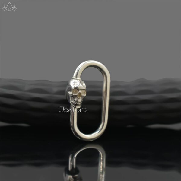 Yellow Gold Plated Screw & Silver Wire Skull Carabiner Lock Jewelry - Image 3