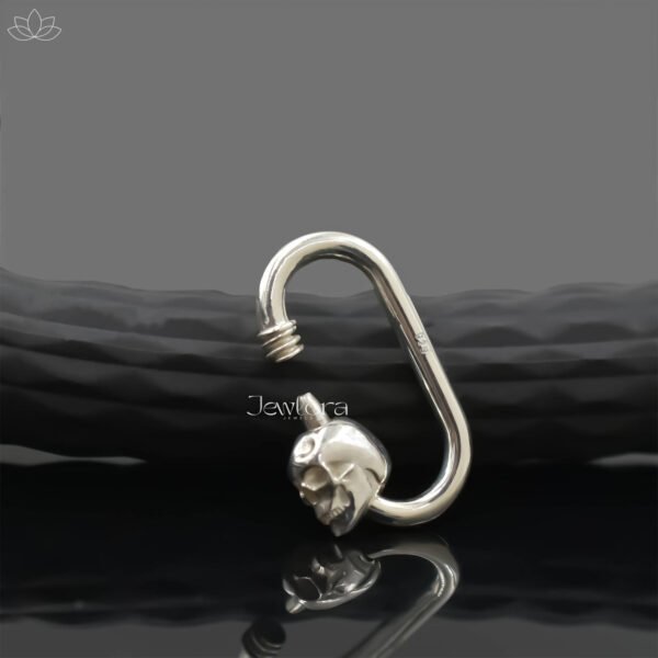 Yellow Gold Plated Screw & Silver Wire Skull Carabiner Lock Jewelry - Image 2