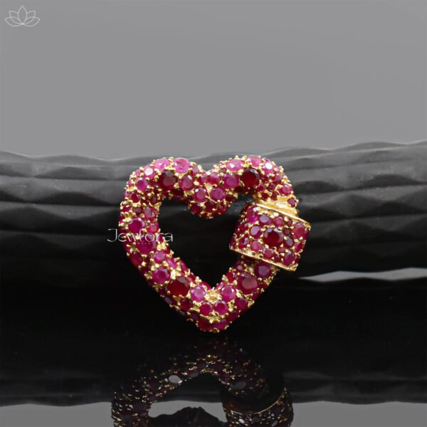 14K Yellow Gold Ruby Heart Carabiner Lock Jewelry
