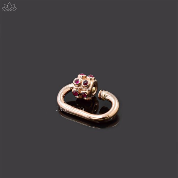14K Yellow Gold Ruby Carabiner Lock Jewelry - Image 4
