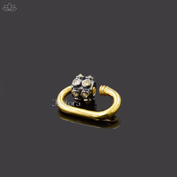 Yellow Gold Plated Wire And Gray Plated Diamond Screw Carabiner Lock Jewelry - Image 2