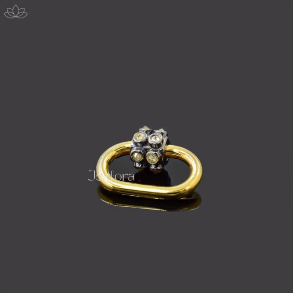 Yellow Gold Plated Wire And Gray Plated Diamond Screw Carabiner Lock Jewelry