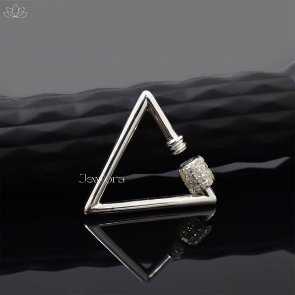 925 Silver Diamond Screw Triangle Carabiner Lock Jewelry - Image 2