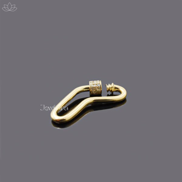 14K Yellow Gold Diamond Screw Boomerang Carabiner Lock Jewelry - Image 3