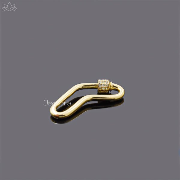 14K Yellow Gold Diamond Screw Boomerang Carabiner Lock Jewelry