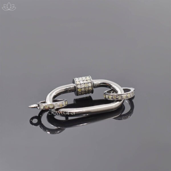92.5 Silver Gray Plated Diamond Carabiner Lock Jewelry