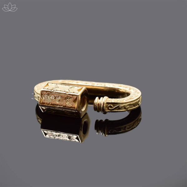 14K Solid Yellow Gold Engraving Carabiner Lock Jewelry - Image 4