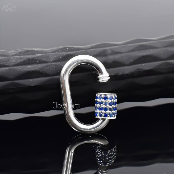 92.5 Silver Blue Sapphire Carabiner Lock Jewelry - Image 3