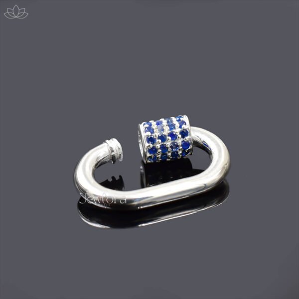 92.5 Silver Blue Sapphire Carabiner Lock Jewelry - Image 2