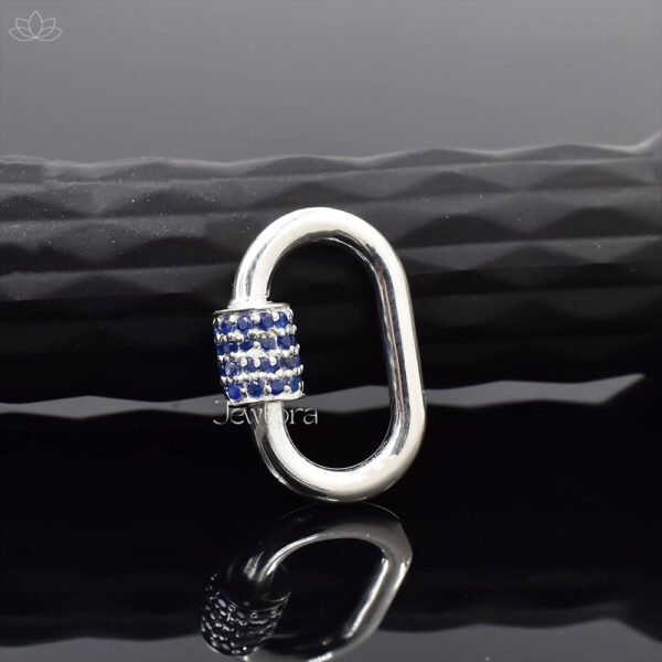 92.5 Silver Blue Sapphire Carabiner Lock Jewelry