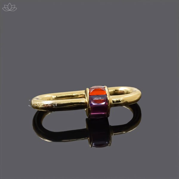14K Yellow Gold Multi Sapphire Baguette Lock Screw Carabiner Lock Jewelry