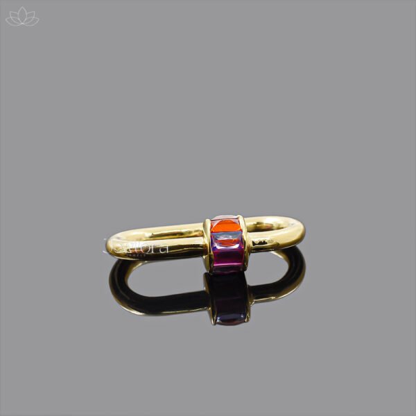14K Yellow Gold Multi Sapphire Baguette Lock Screw Carabiner Lock Jewelry - Image 2