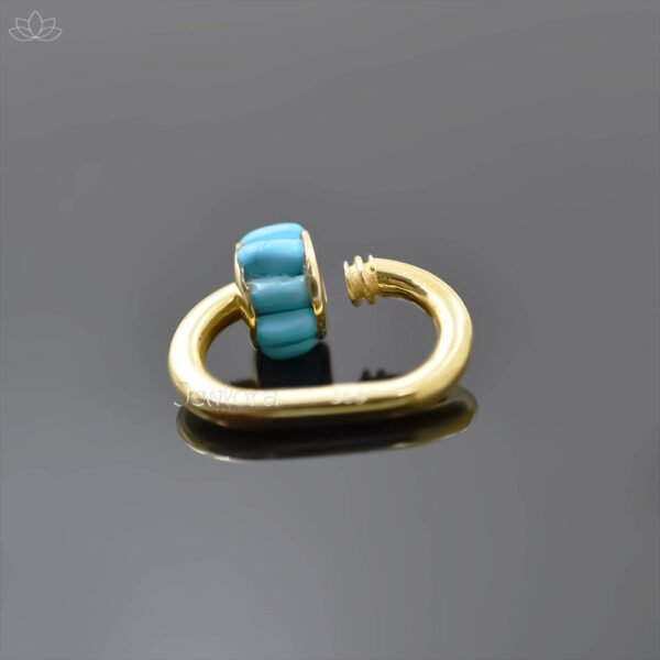 925 Silver Gold Plated Turquoise Baguette Oval Carabiner Lock Jewelry - Image 2