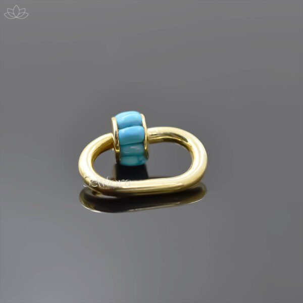 925 Silver Gold Plated Turquoise Baguette Oval Carabiner Lock Jewelry