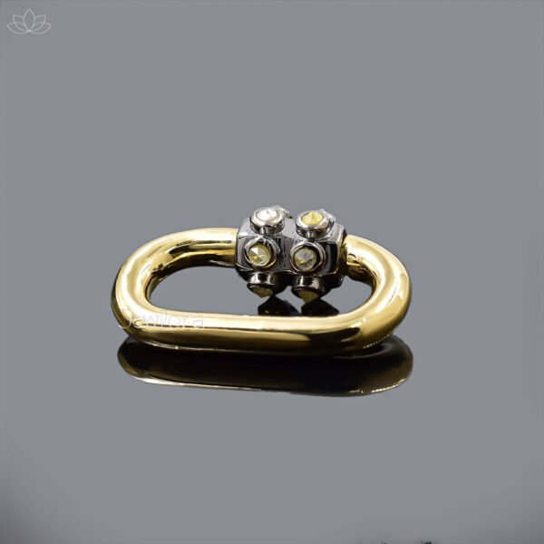 925 Silver Gold Plated & Gray Plated Screw Diamond Carabiner Lock Jewelry - Image 4