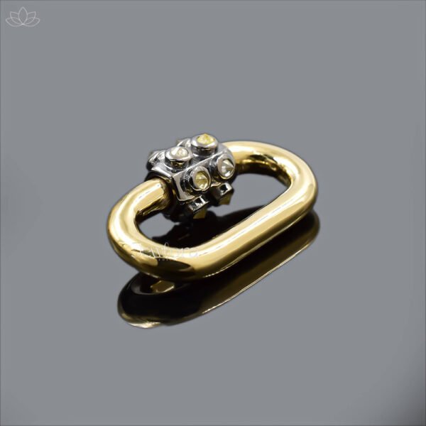 925 Silver Gold Plated & Gray Plated Screw Diamond Carabiner Lock Jewelry - Image 2