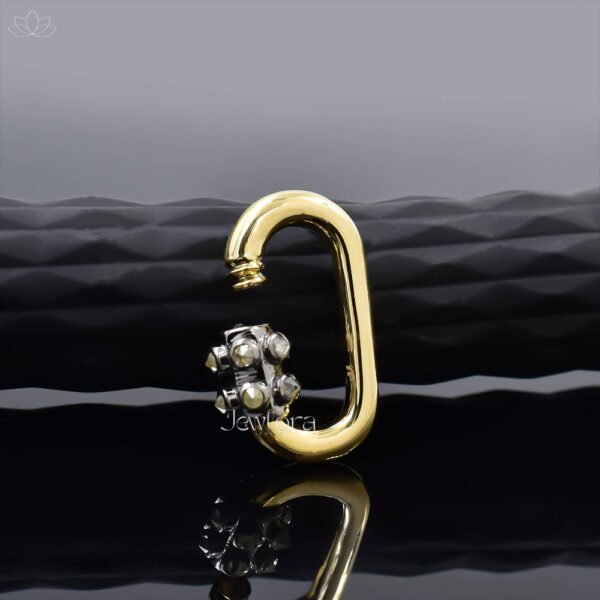 925 Silver Gold Plated & Gray Plated Screw Diamond Carabiner Lock Jewelry - Image 3